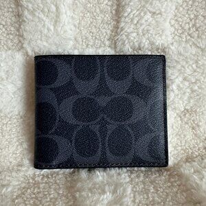 NWT RARE Coach F66551 Men's ID Billfold Wallet In Signature Canvas Denim Leather